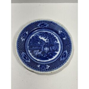 Flow Blue Adams Ironstone 9" Plate ~ W. Adams & Co. Made in England Vintage RARE